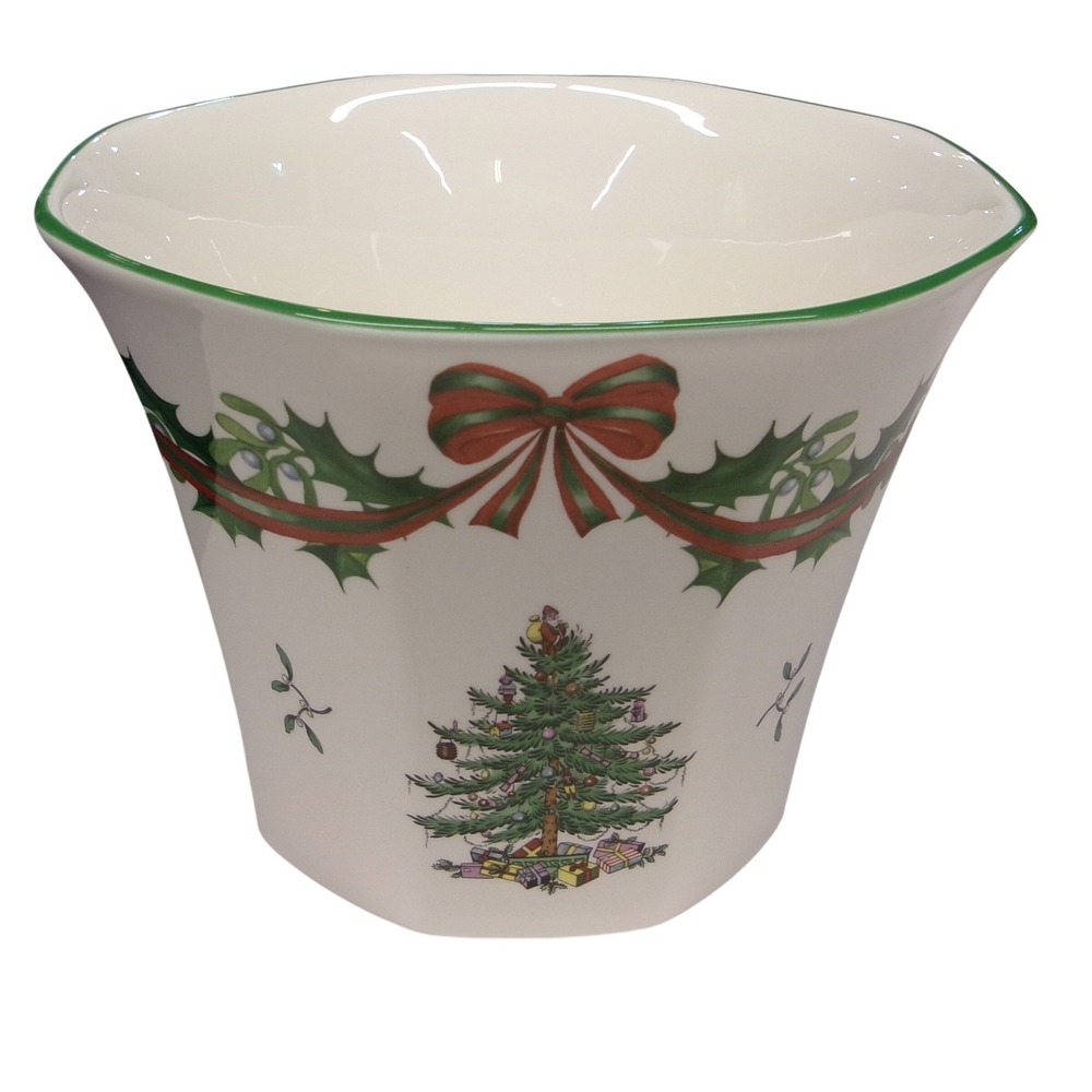 Spode Christmas Tree 65th Anniversary Poinsettia Flower Planter England MIB